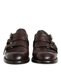 Braune Monkstrap Derby-Schuhe aus Leder