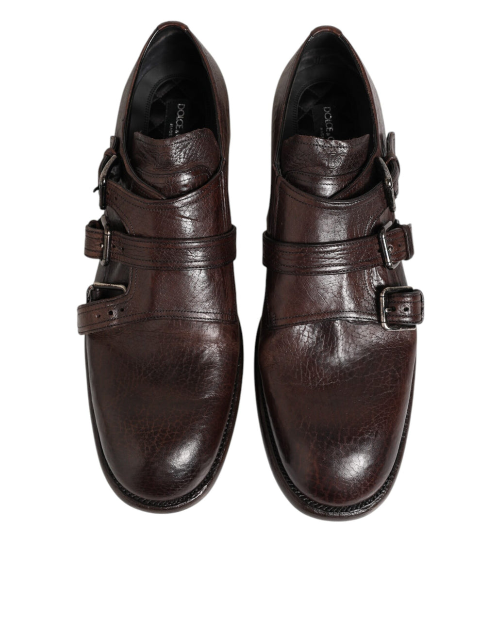 Braune Monkstrap Derby-Schuhe aus Leder