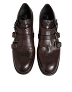 Braune Monkstrap Derby-Schuhe aus Leder