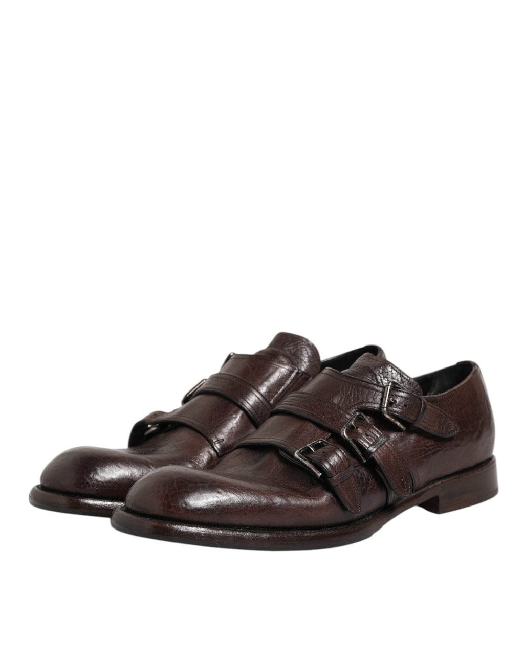 Braune Monkstrap Derby-Schuhe aus Leder