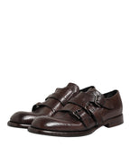 Braune Monkstrap Derby-Schuhe aus Leder