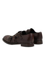 Braune Monkstrap Derby-Schuhe aus Leder