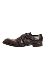 Braune Monkstrap Derby-Schuhe aus Leder