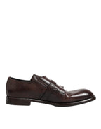 Braune Monkstrap Derby-Schuhe aus Leder