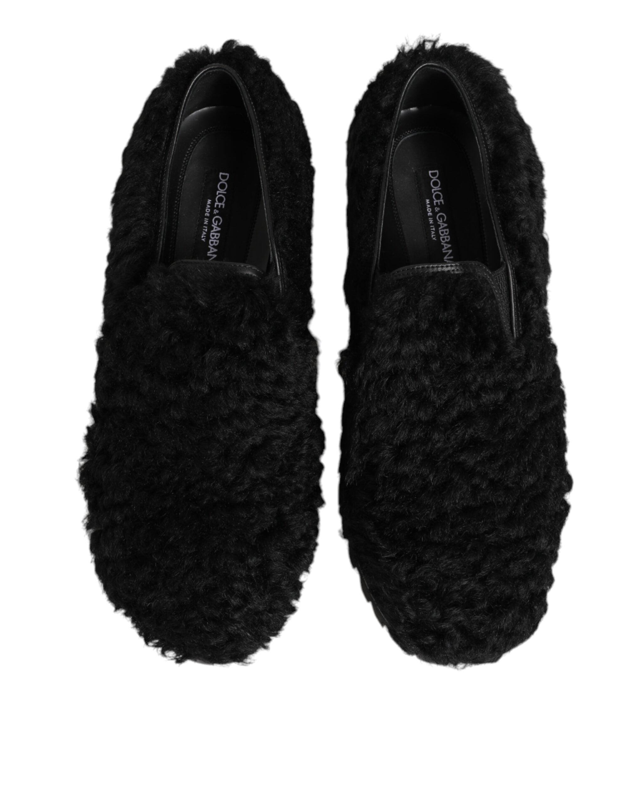 Black Fur Leather Slippers Men's Dress Shoes