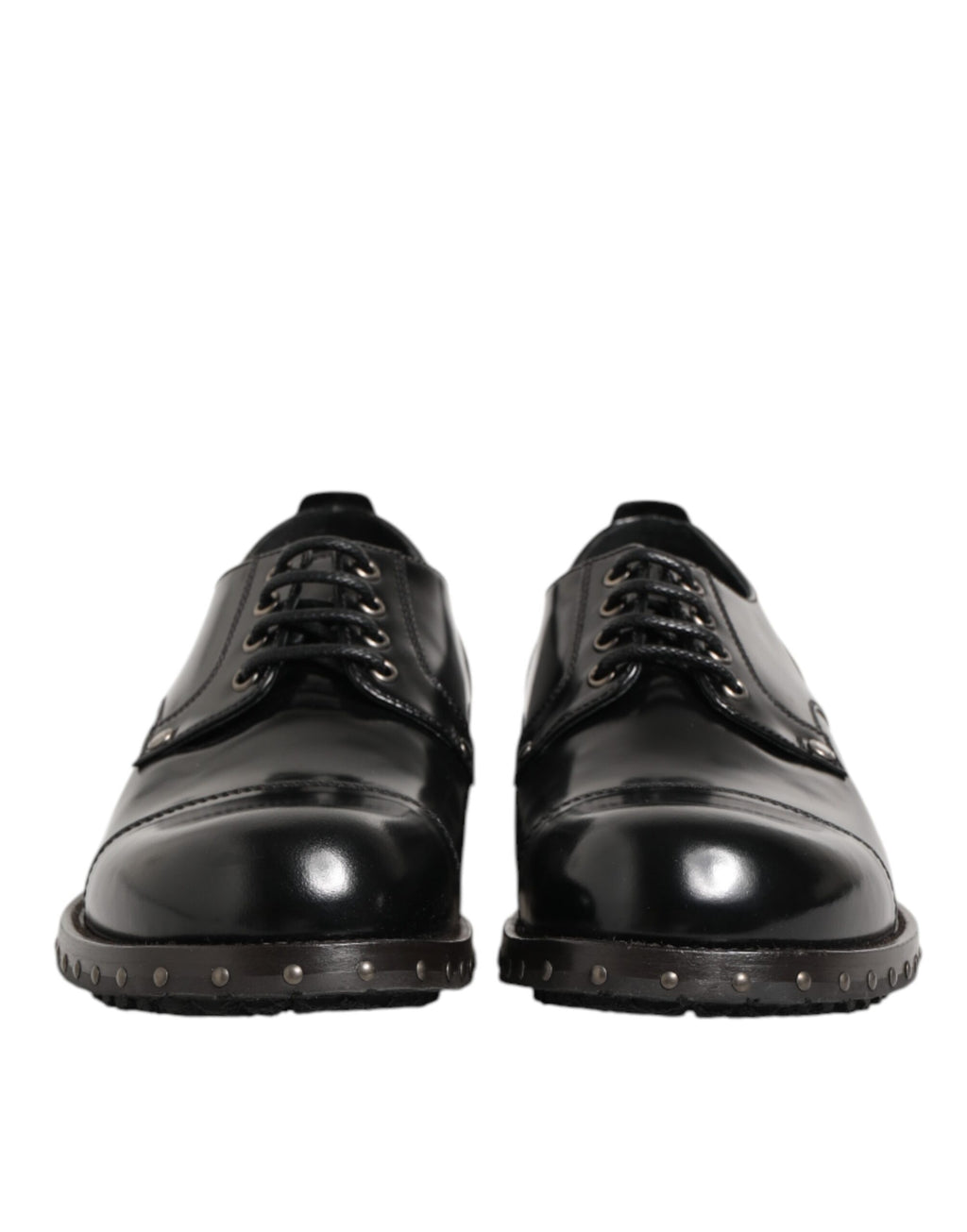 Herren Derby-Schuhe aus schwarzem Leder mit Nieten