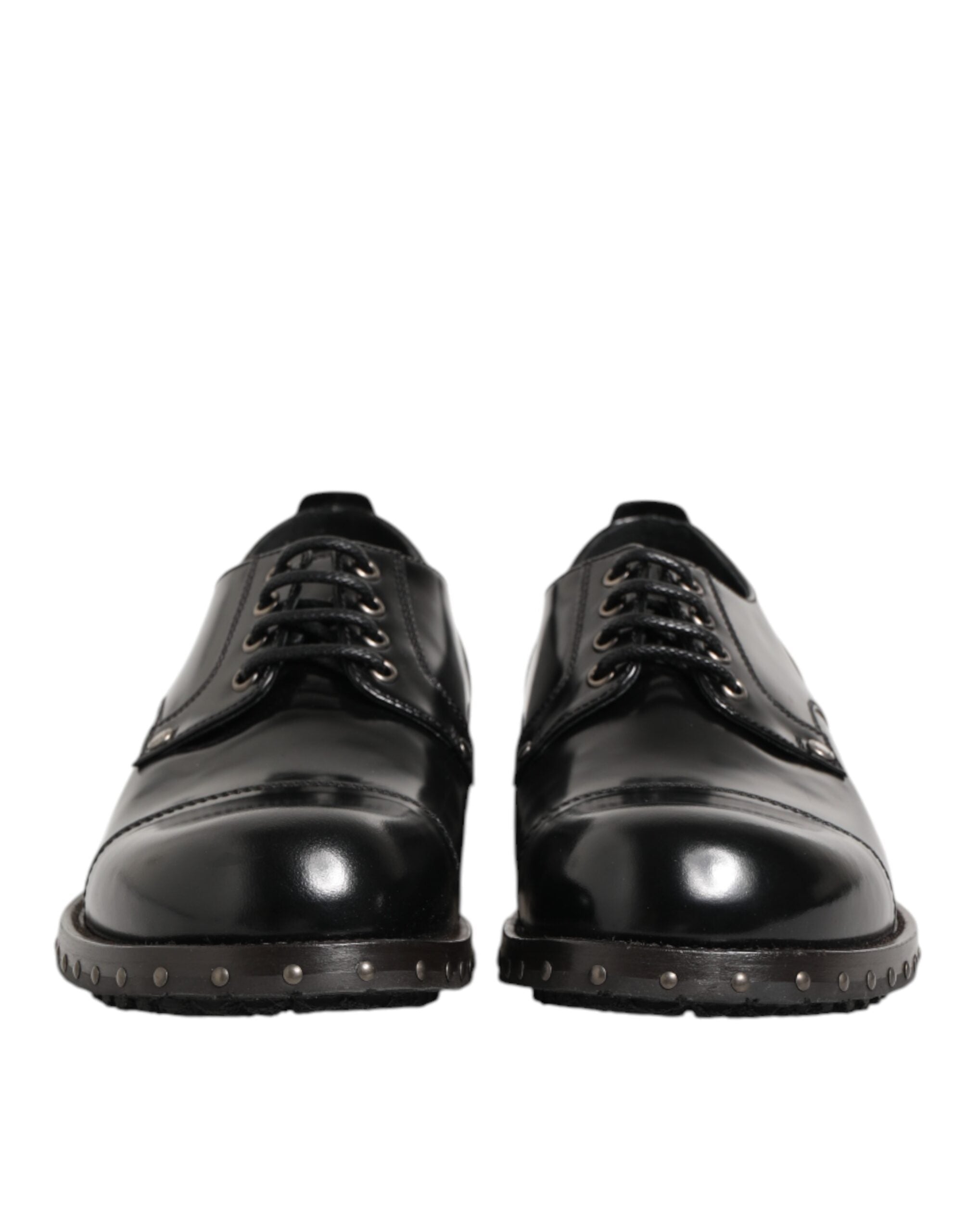 Herren Derby-Schuhe aus schwarzem Leder mit Nieten
