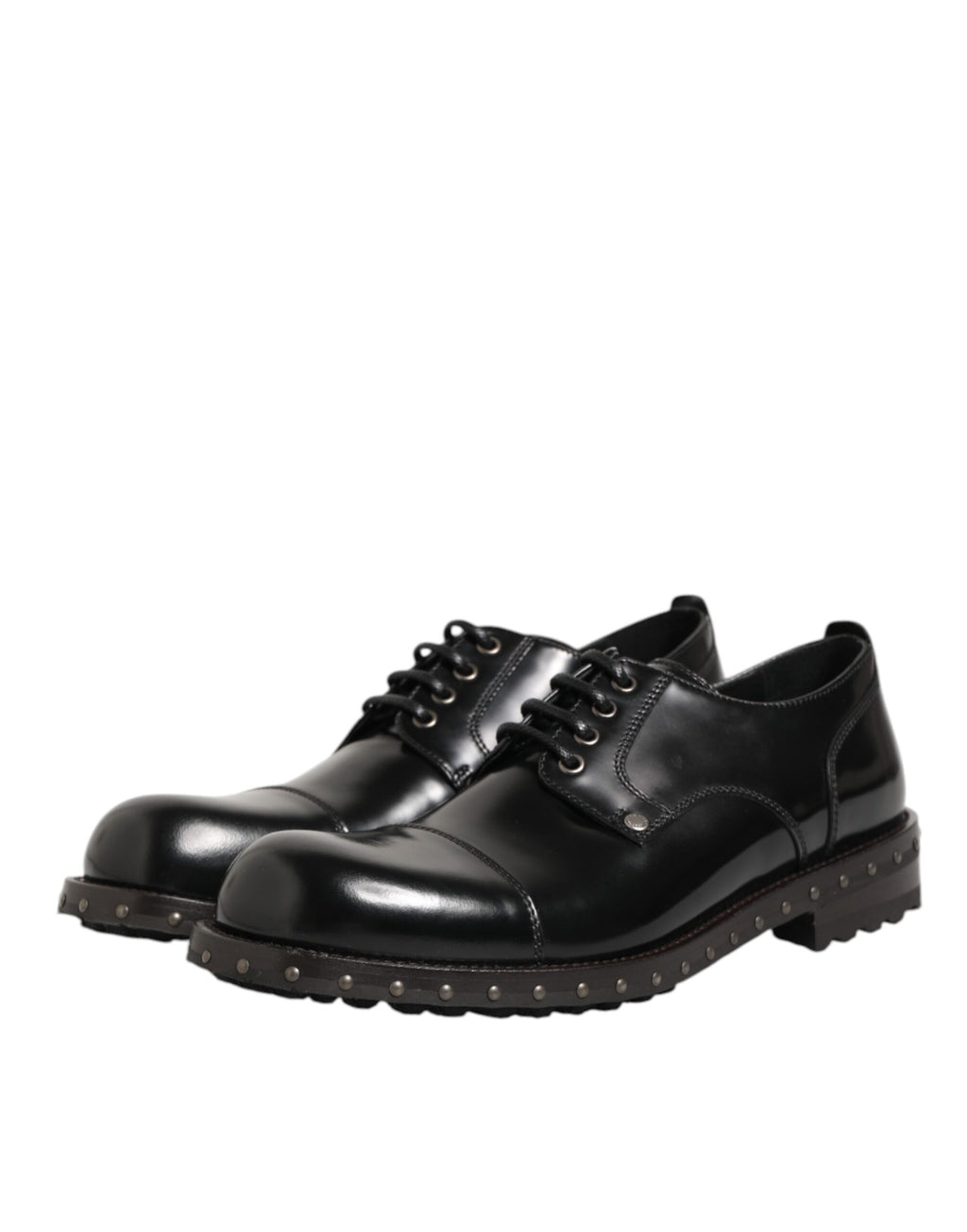 Herren Derby-Schuhe aus schwarzem Leder mit Nieten