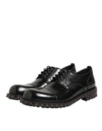 Herren Derby-Schuhe aus schwarzem Leder mit Nieten
