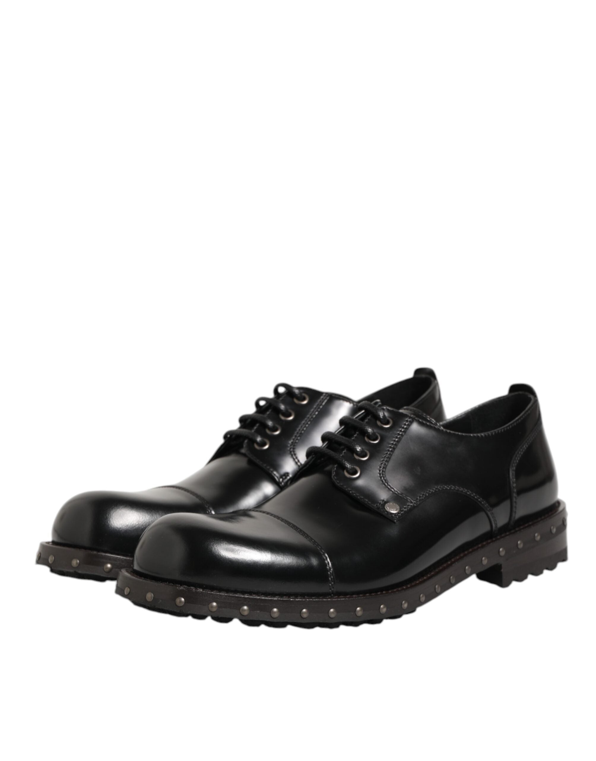 Herren Derby-Schuhe aus schwarzem Leder mit Nieten