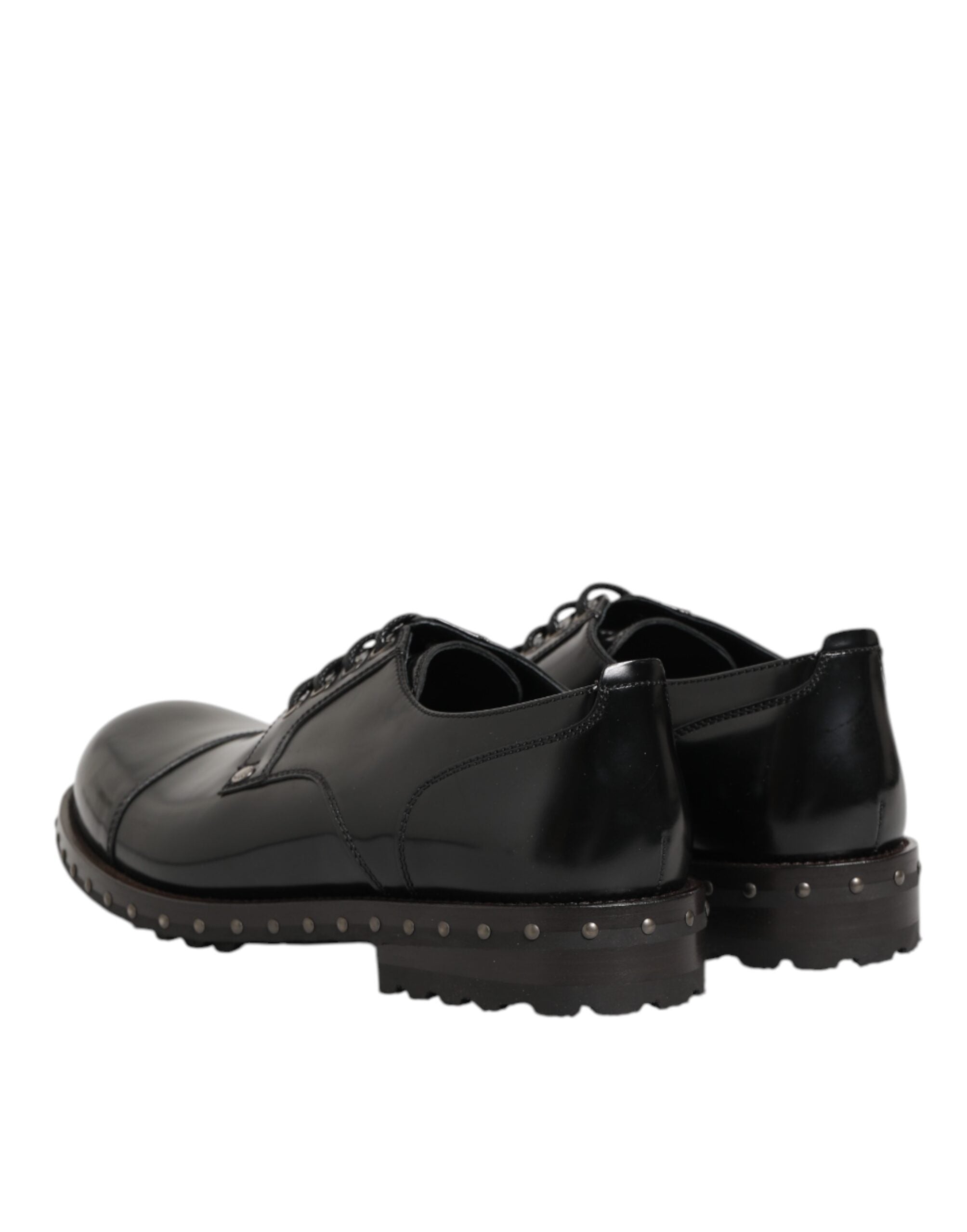 Herren Derby-Schuhe aus schwarzem Leder mit Nieten