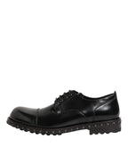 Herren Derby-Schuhe aus schwarzem Leder mit Nieten