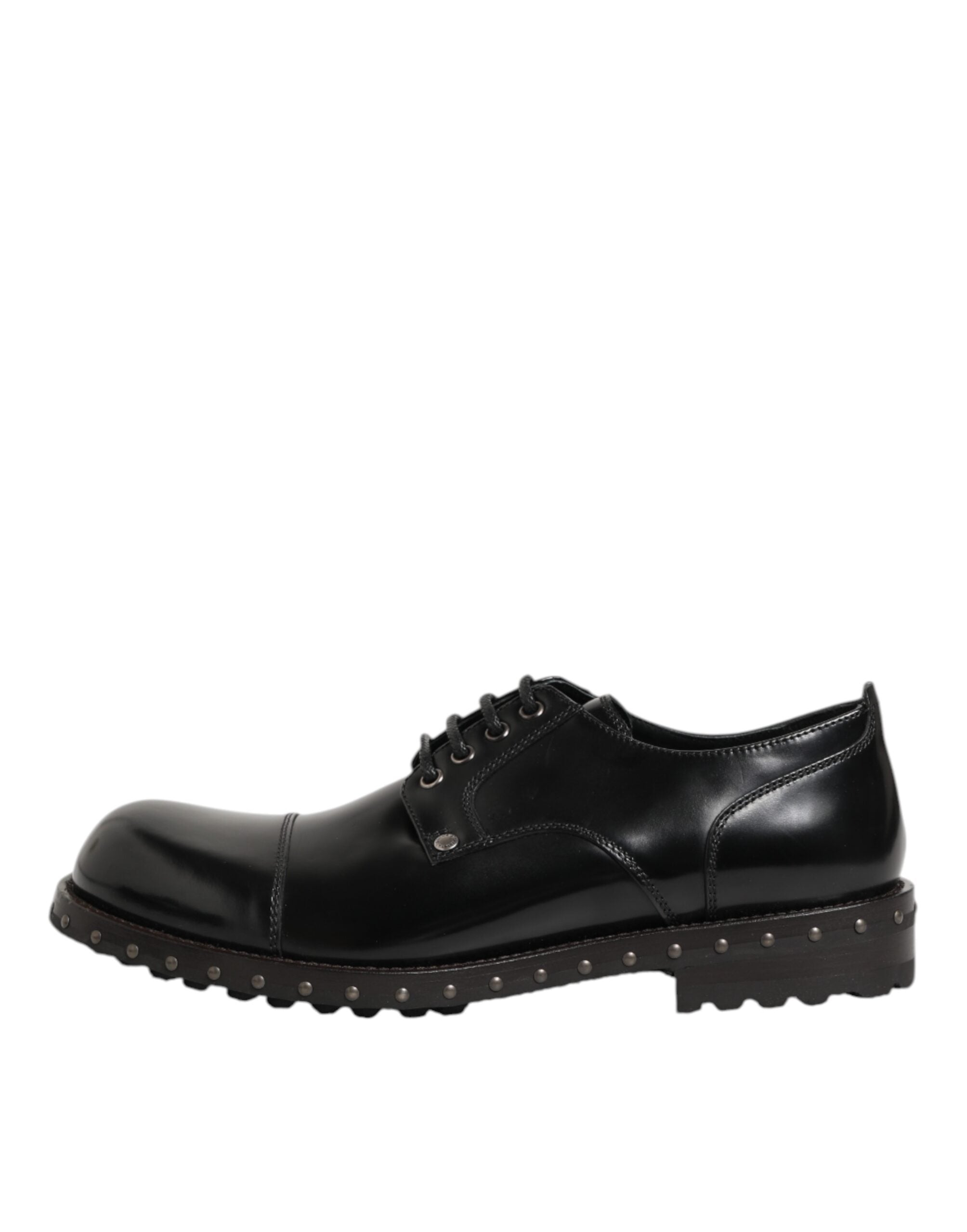 Herren Derby-Schuhe aus schwarzem Leder mit Nieten
