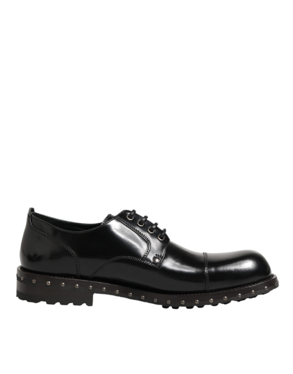 Herren Derby-Schuhe aus schwarzem Leder mit Nieten