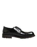 Herren Derby-Schuhe aus schwarzem Leder mit Nieten