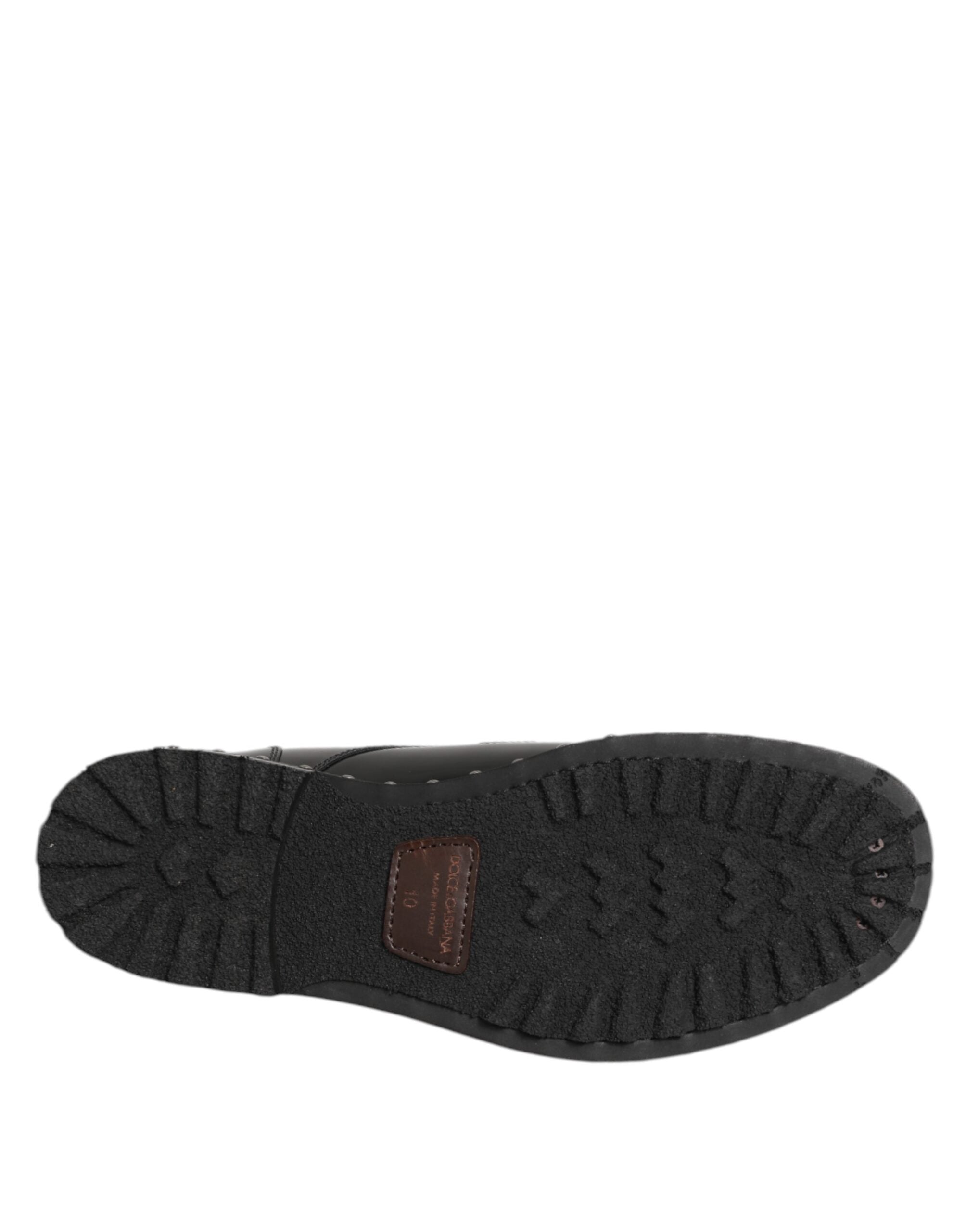 Herren Derby-Schuhe aus schwarzem Leder mit Nieten
