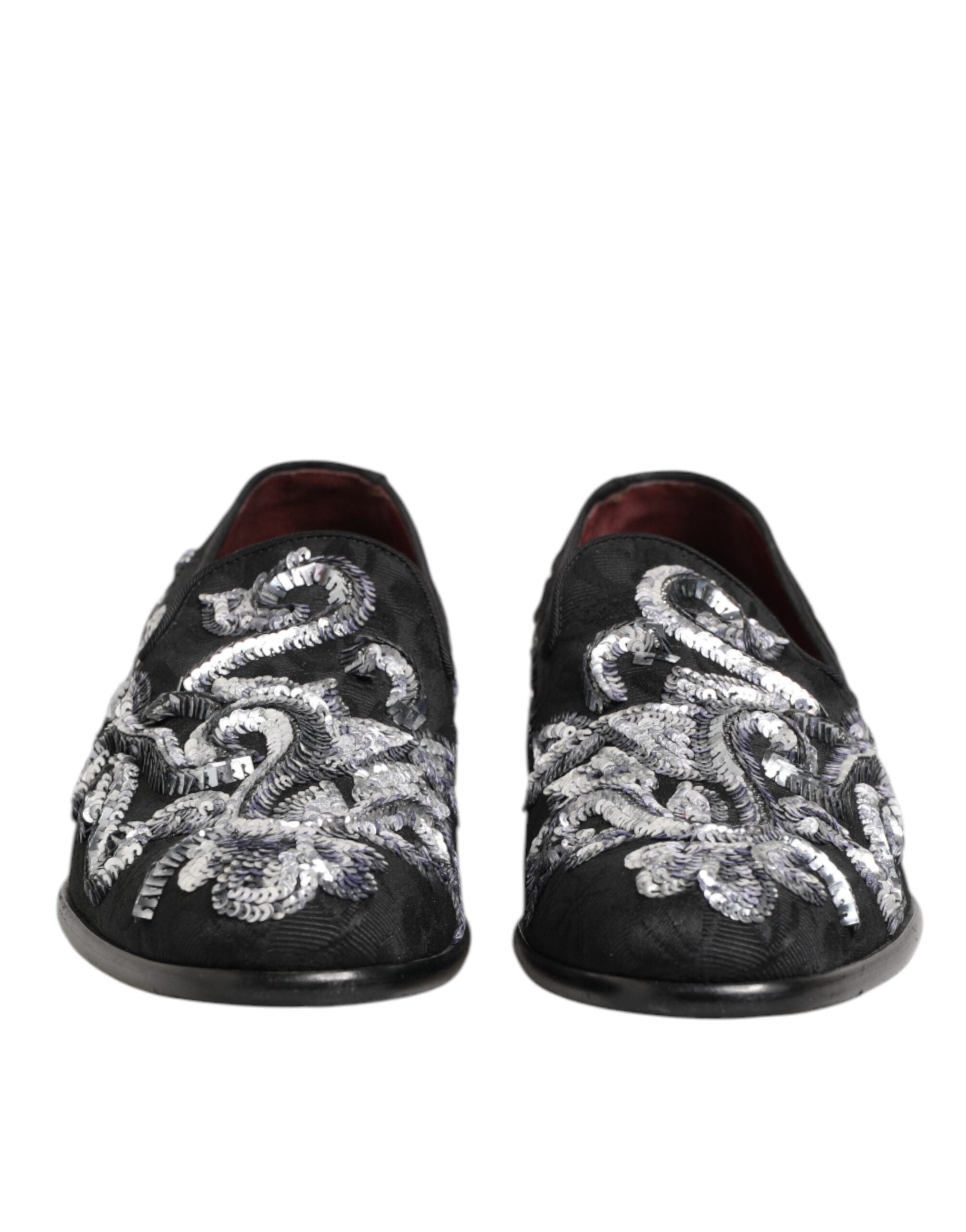 Black Silver Sequined Loafers Men's Dress Shoes