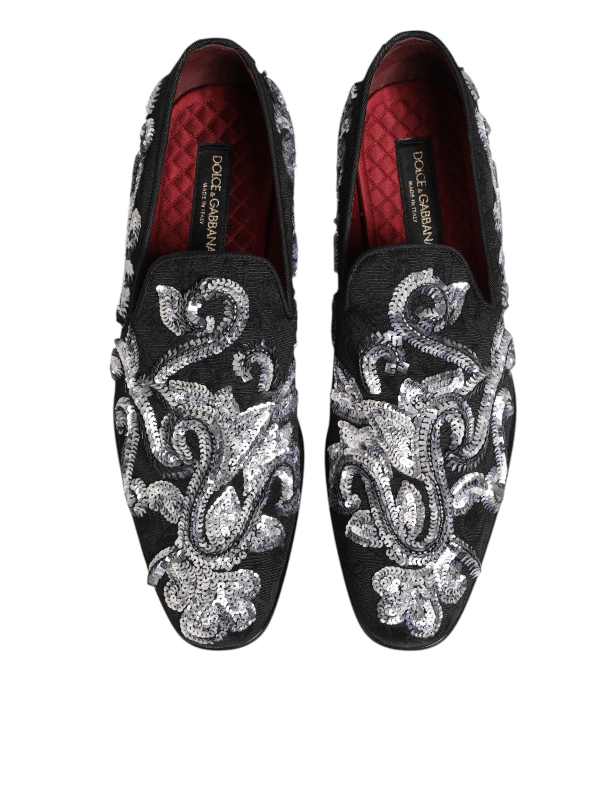 Black Silver Sequined Loafers Men's Dress Shoes