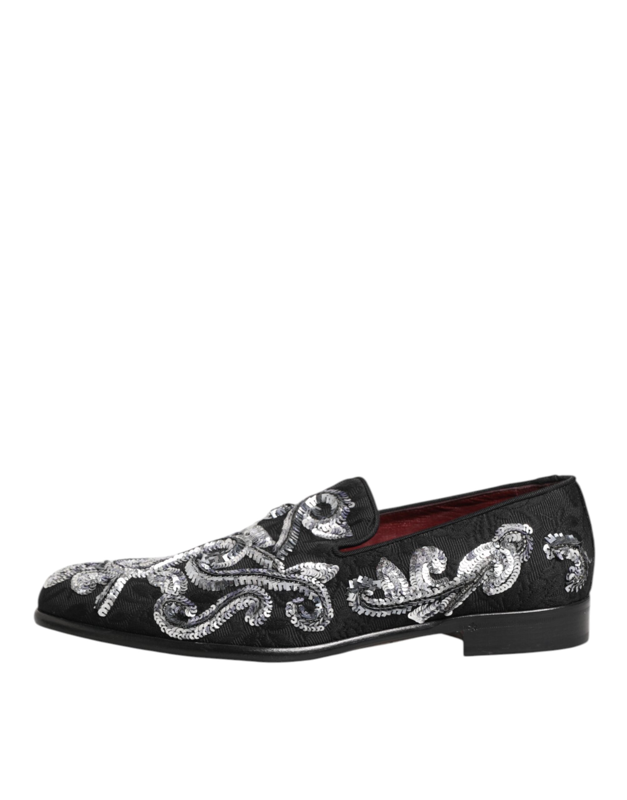Black Silver Sequined Loafers Men's Dress Shoes