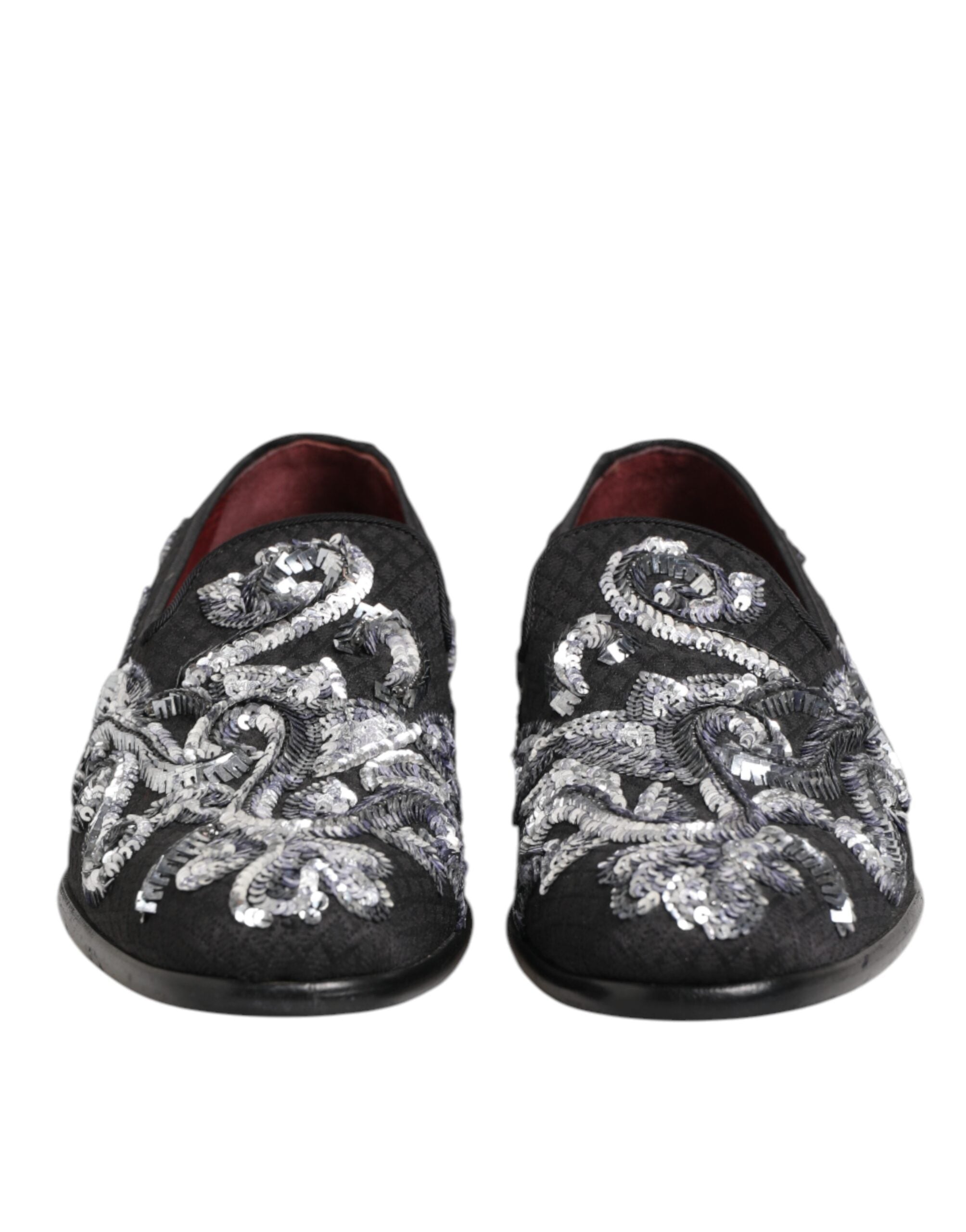 Black Silver Sequined Loafers Men's Dress Shoes