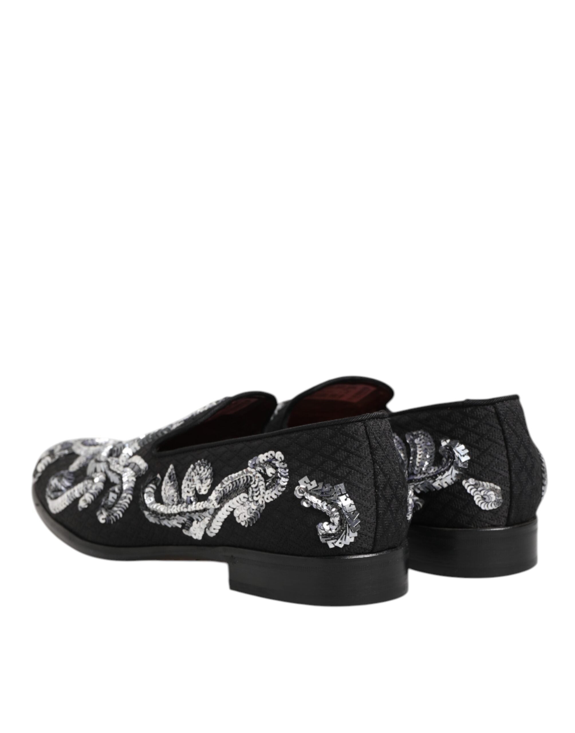 Black Silver Sequined Loafers Men's Dress Shoes