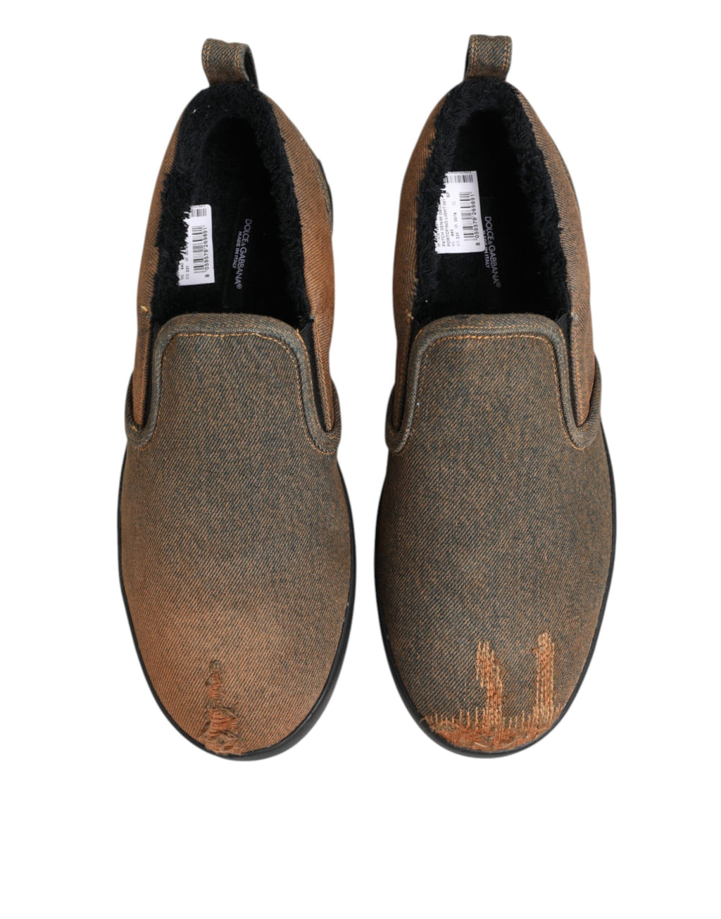 Braune Low Top Slip-on-Sneaker aus Baumwolle