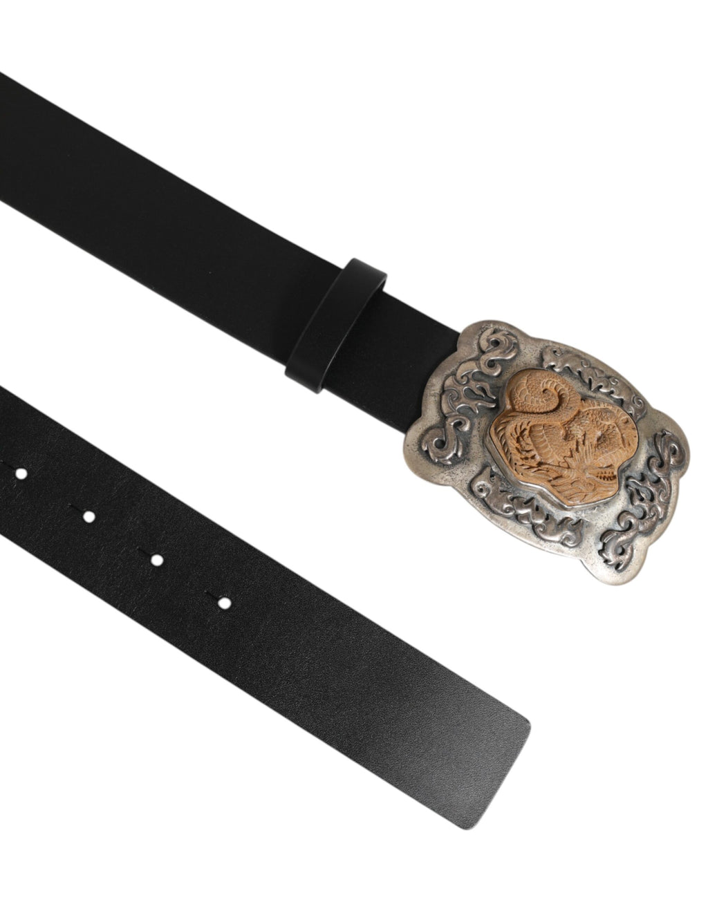 Gothic Drachen Gürtel aus schwarzem Leder mit Metallschnalle