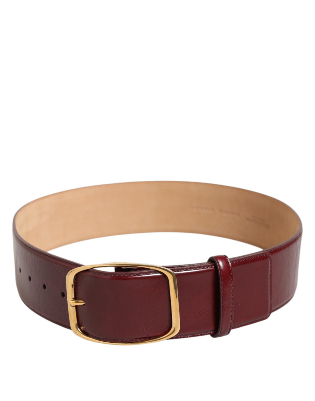 Burgundy Leather Gold Metal Buckle Women's Belt