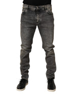 Graue Slim Fit Herren-Jeans aus Baumwoll-Stretch