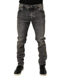 Graue Slim Fit Herren-Jeans aus Baumwoll-Stretch