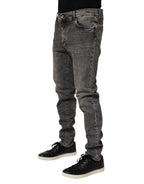 Graue Slim Fit Herren-Jeans aus Baumwoll-Stretch