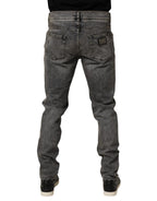 Graue Slim Fit Herren-Jeans aus Baumwoll-Stretch