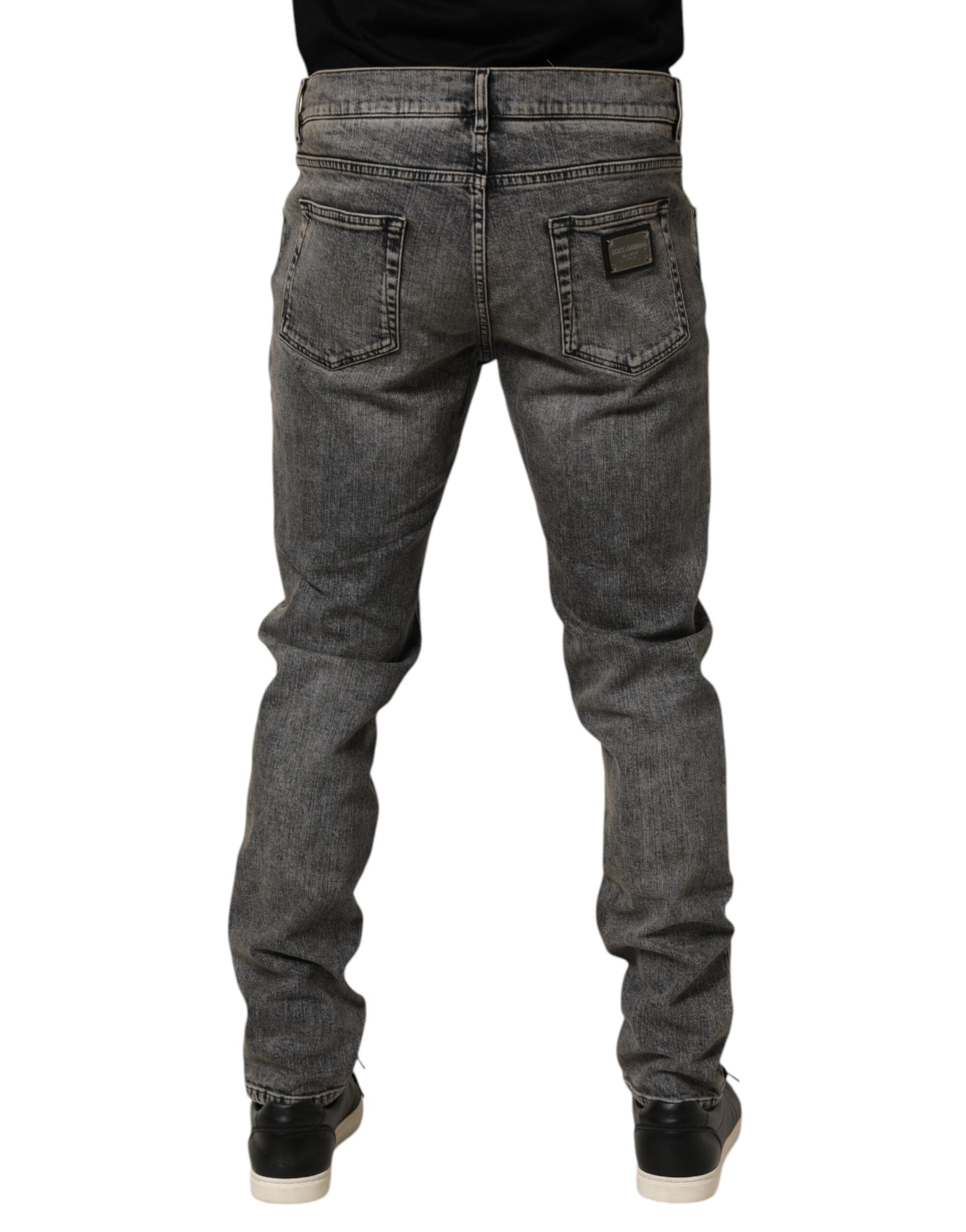 Graue Slim Fit Herren-Jeans aus Baumwoll-Stretch