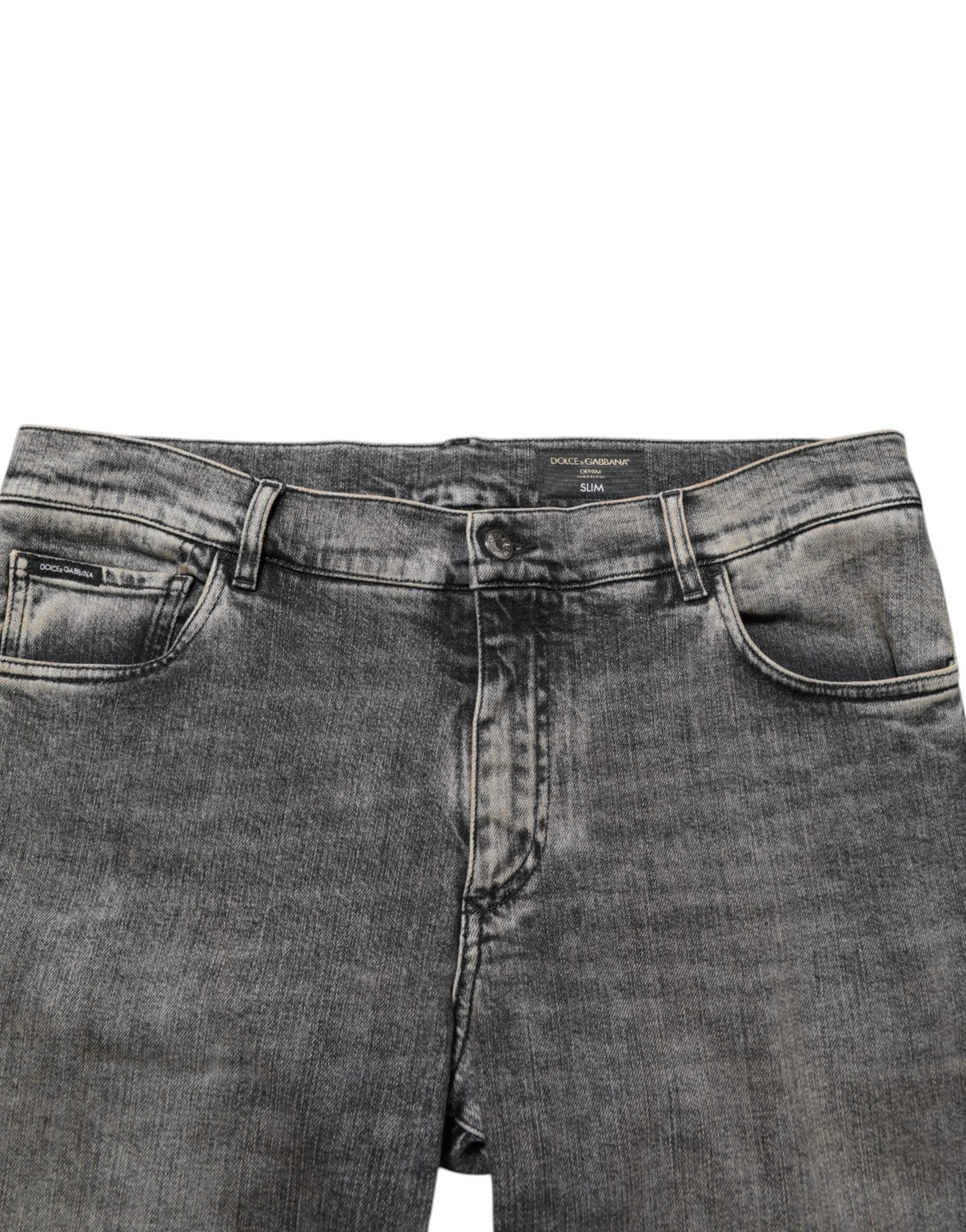 Graue Slim Fit Herren-Jeans aus Baumwoll-Stretch