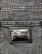 Graue Slim Fit Herren-Jeans aus Baumwoll-Stretch