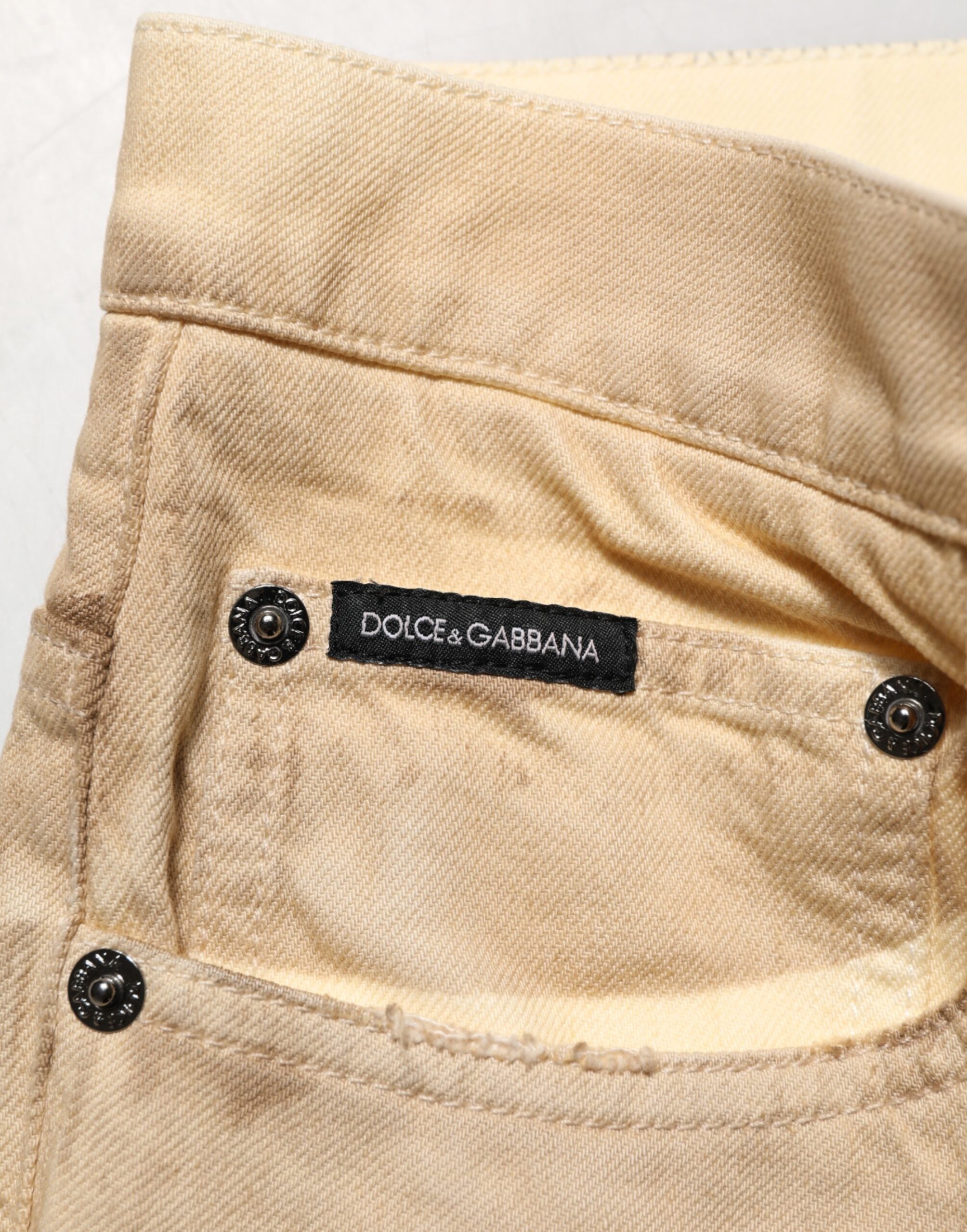 Beige Baumwolle Locker Zerrissen Herren Jeans