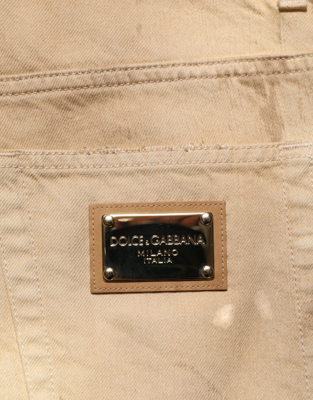 Beige Baumwolle Locker Zerrissen Herren Jeans