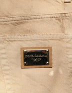 Beige Baumwolle Locker Zerrissen Herren Jeans