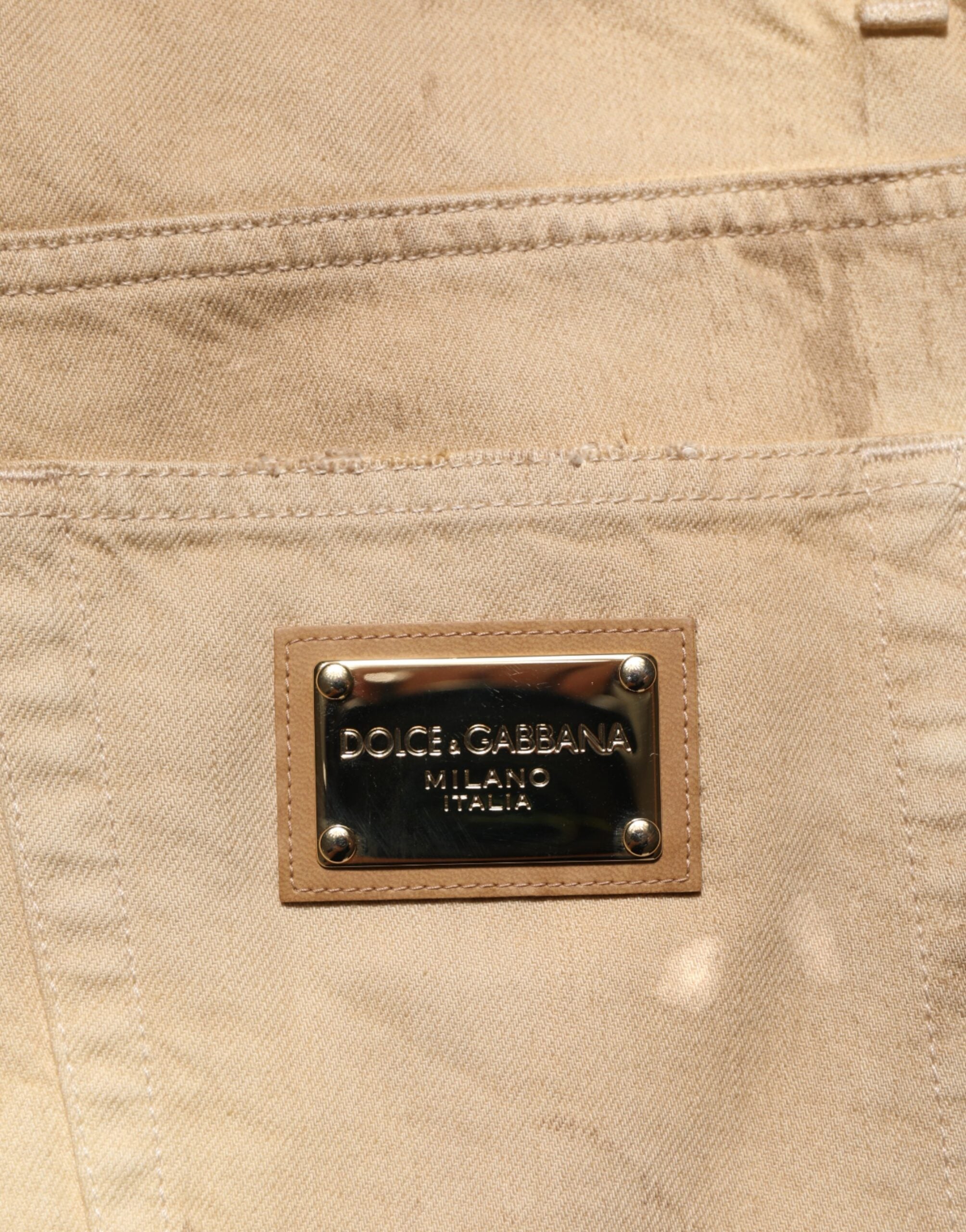 Beige Baumwolle Locker Zerrissen Herren Jeans