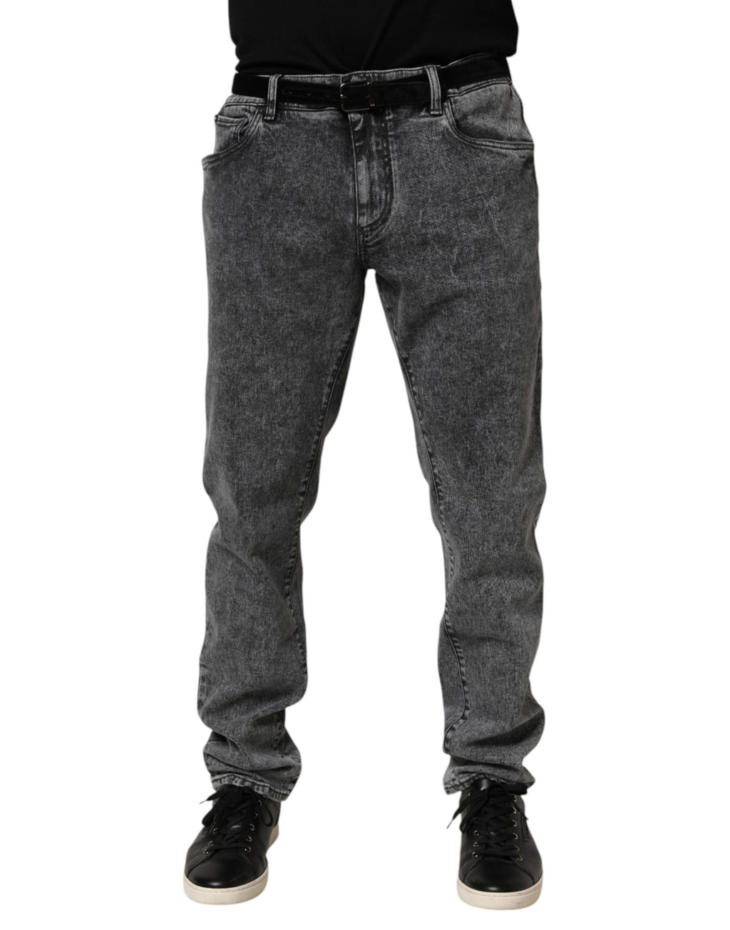 Graue Slim-Fit Jeanshose aus Baumwolle