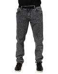 Graue Slim-Fit Jeanshose aus Baumwolle