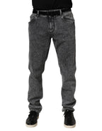 Graue Slim-Fit Jeanshose aus Baumwolle