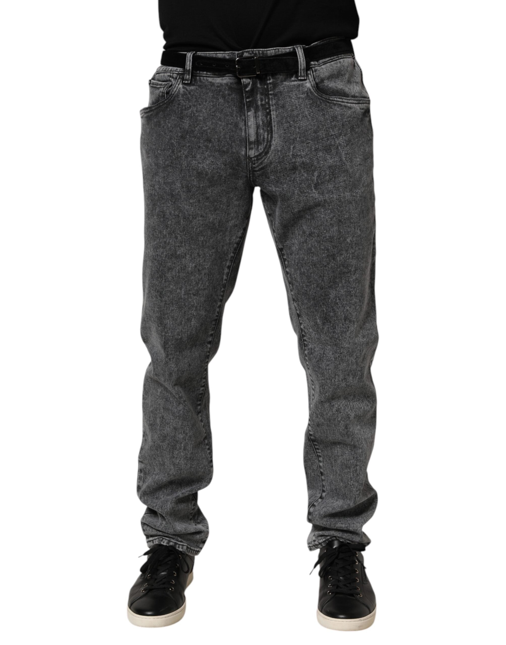 Graue Slim-Fit Jeanshose aus Baumwolle