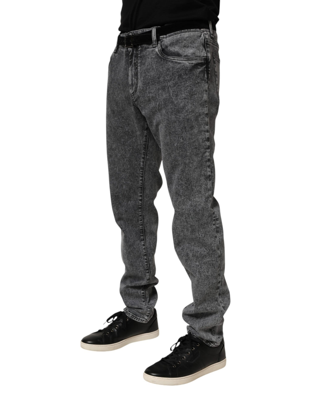 Graue Slim-Fit Jeanshose aus Baumwolle