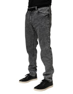 Graue Slim-Fit Jeanshose aus Baumwolle