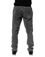 Graue Slim-Fit Jeanshose aus Baumwolle
