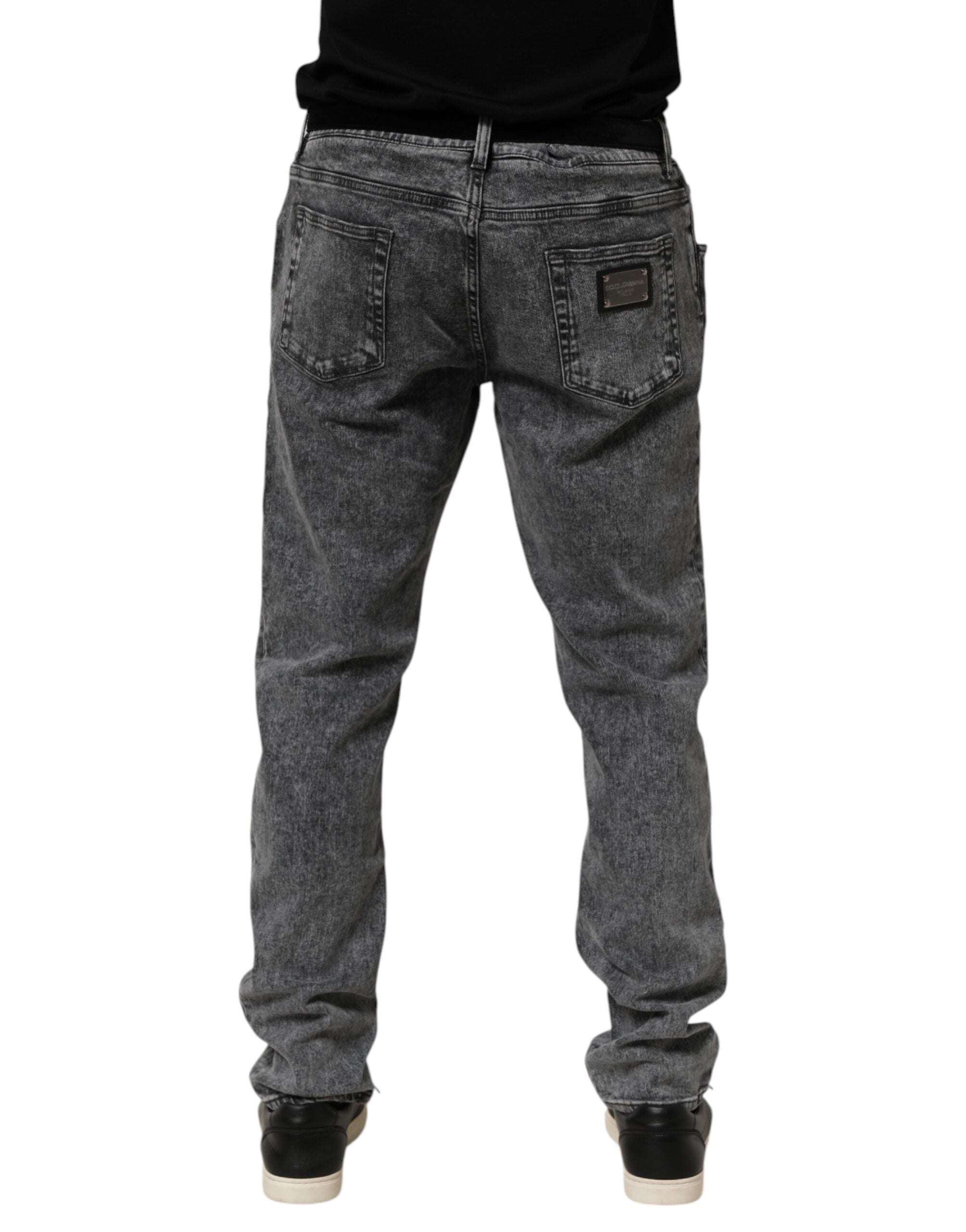 Graue Slim-Fit Jeanshose aus Baumwolle