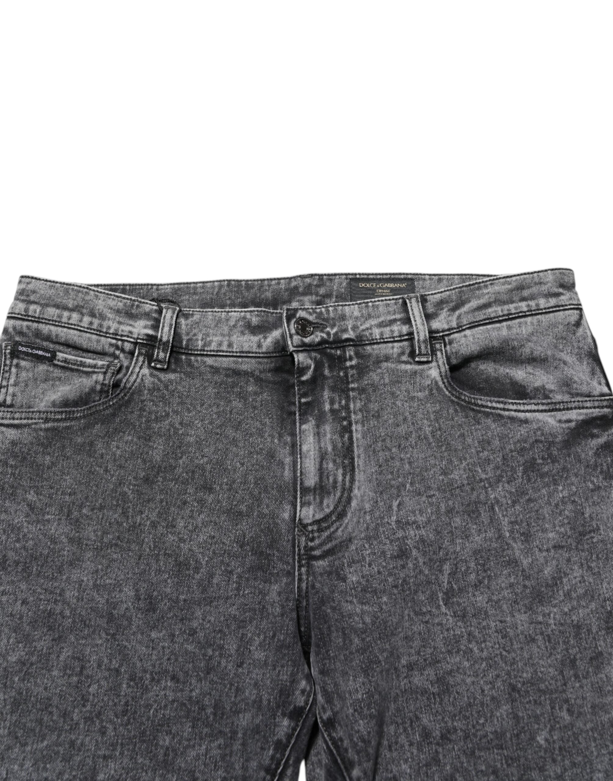 Graue Slim-Fit Jeanshose aus Baumwolle