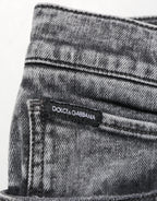 Graue Slim-Fit Jeanshose aus Baumwolle