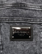 Graue Slim-Fit Jeanshose aus Baumwolle